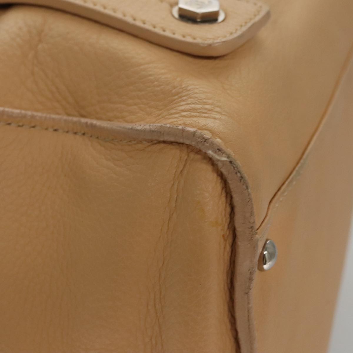 CHANEL Hand Bag Leather Beige Silver CC bs21197