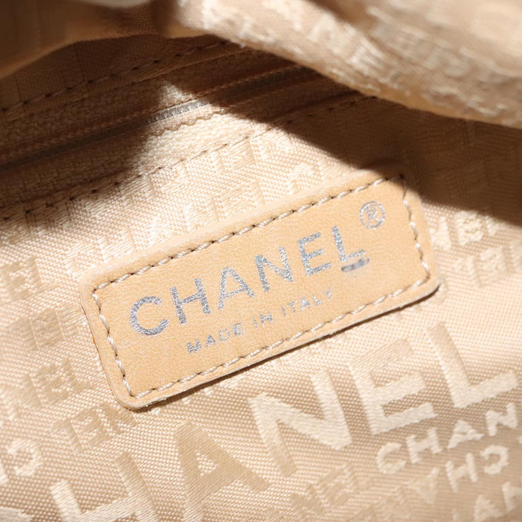 CHANEL Hand Bag Leather Beige Silver CC bs21197