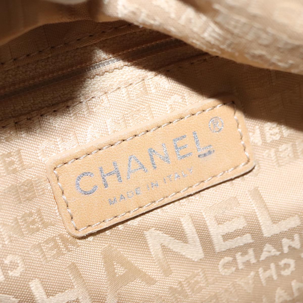 CHANEL Hand Bag Leather Beige Silver CC bs21197