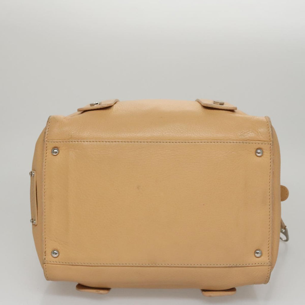 CHANEL Hand Bag Leather Beige Silver CC bs21197
