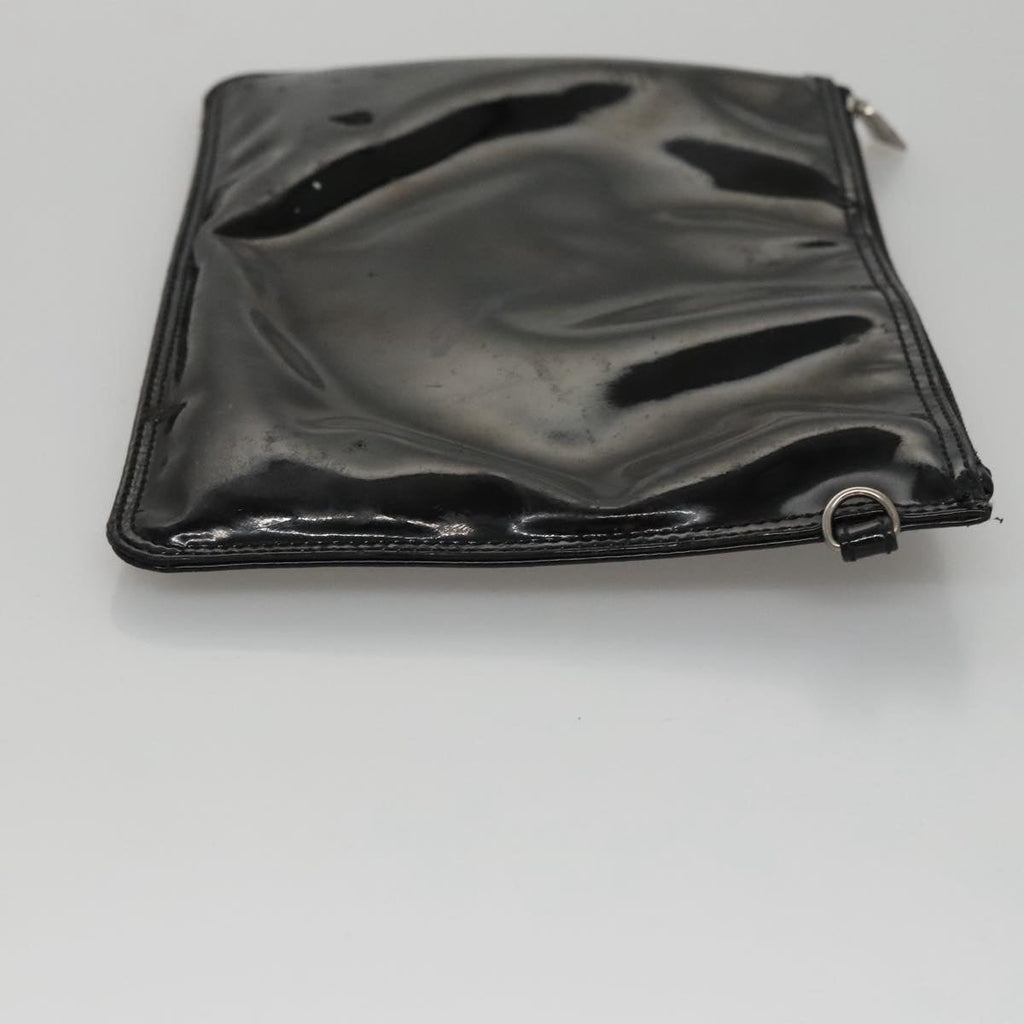 CHANEL Chain Hand Bag Patent Leather Black Silver CC bs21198