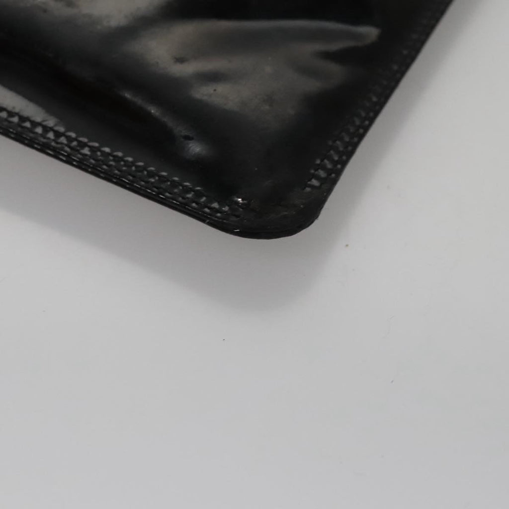 CHANEL Chain Hand Bag Patent Leather Black Silver CC bs21198