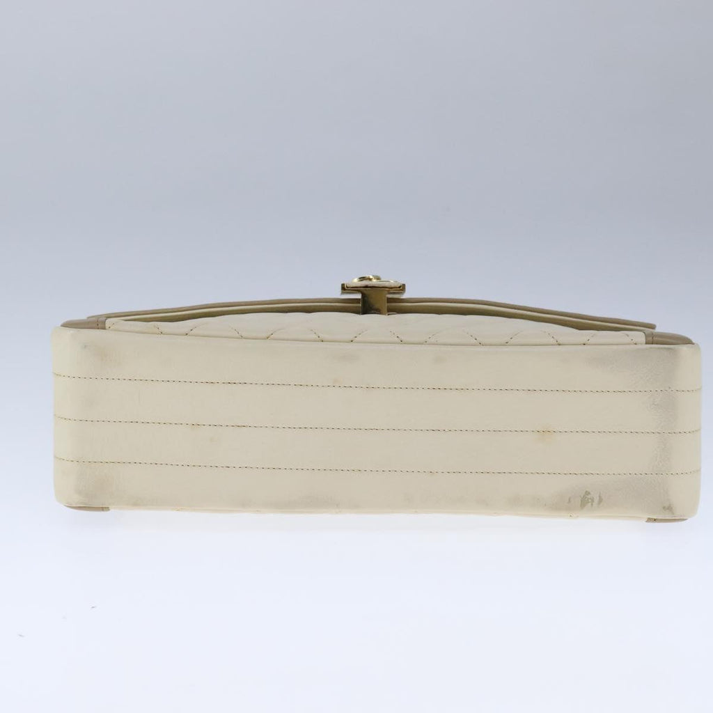 CHANEL Matelasse Chain Hand Bag Lamb Skin Beige Gold CC bs21211