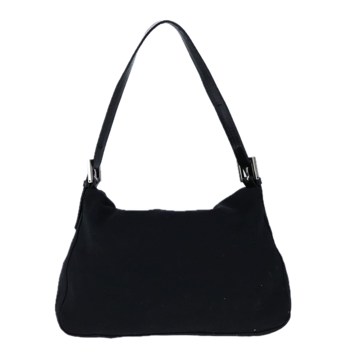 FENDI Mamma Baguette Shoulder Bag Nylon Leather Black Silver bs21311
