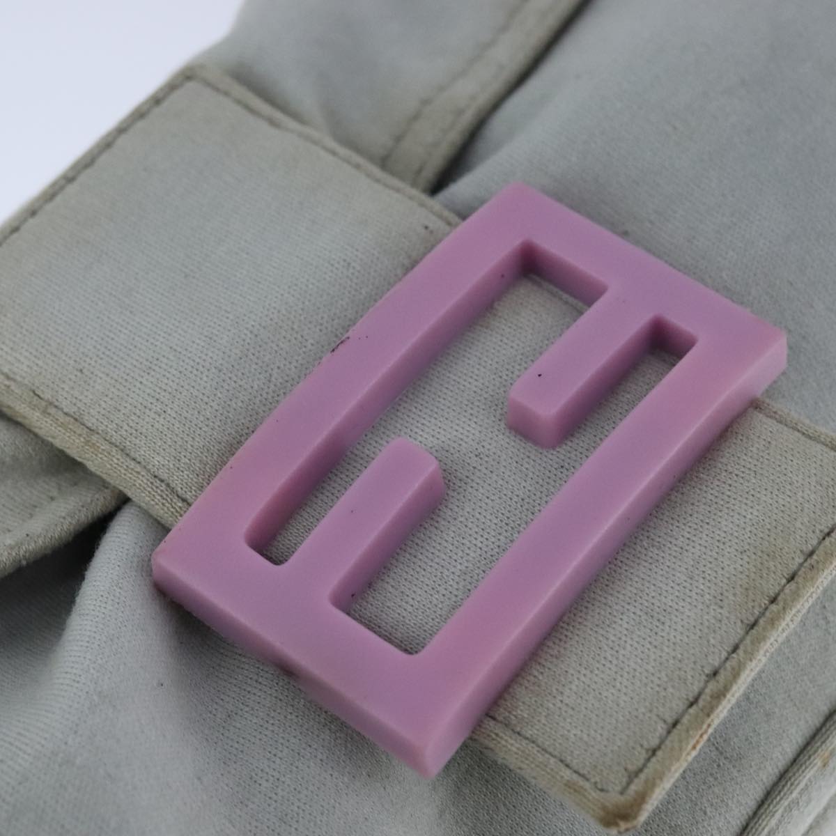 FENDI Mamma Baguette Shoulder Bag Nylon Gray Pink bs21312