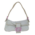 FENDI Mamma Baguette Shoulder Bag Nylon Gray Pink bs21312