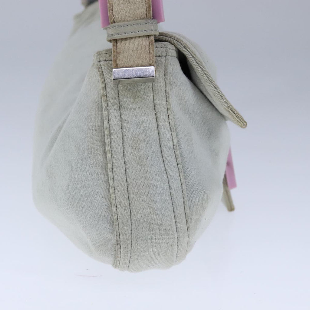 FENDI Mamma Baguette Shoulder Bag Nylon Gray Pink bs21312