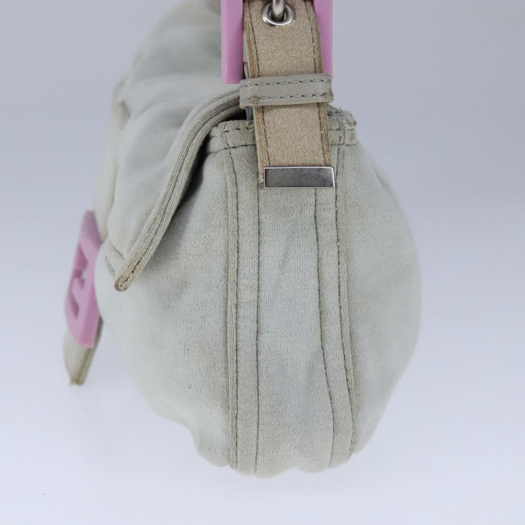 FENDI Mamma Baguette Shoulder Bag Nylon Gray Pink bs21312