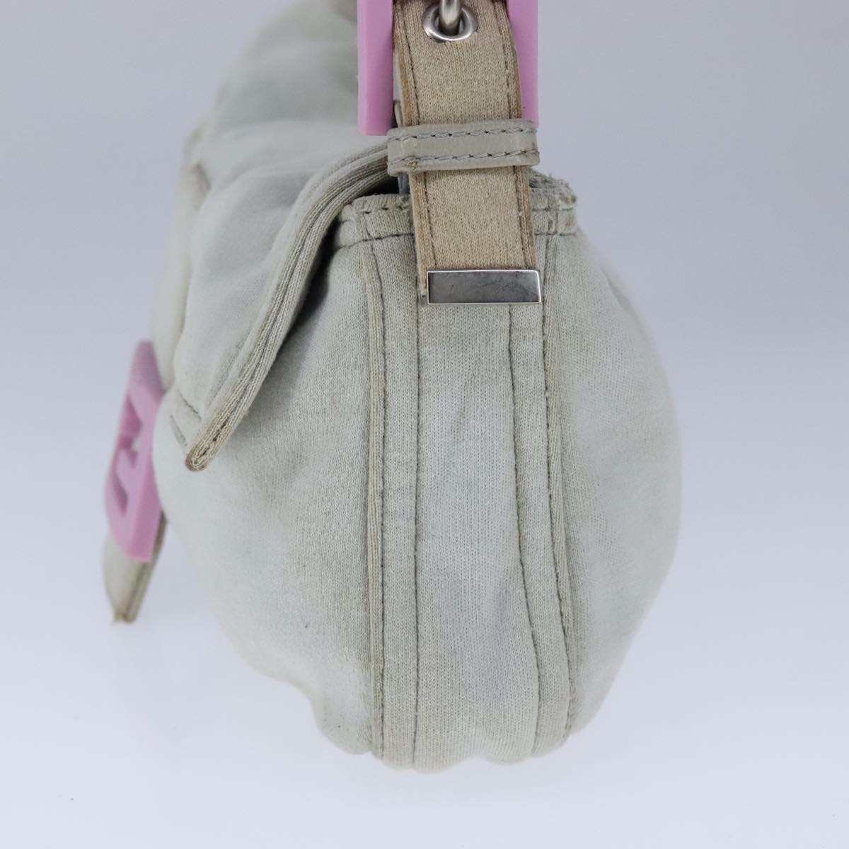 FENDI Mamma Baguette Shoulder Bag Nylon Gray Pink bs21312
