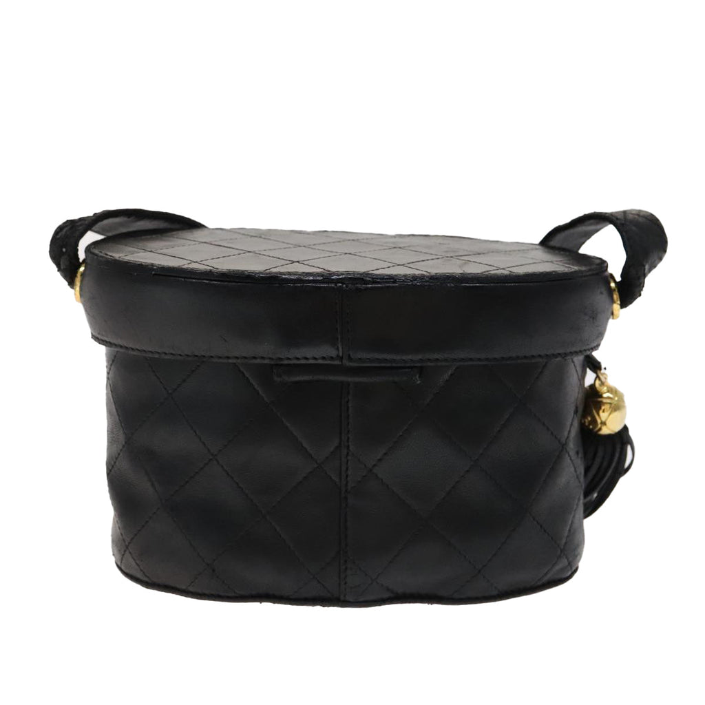 CHANEL Matelasse Shoulder Bag Lamb Skin Gold Black CC bs21318