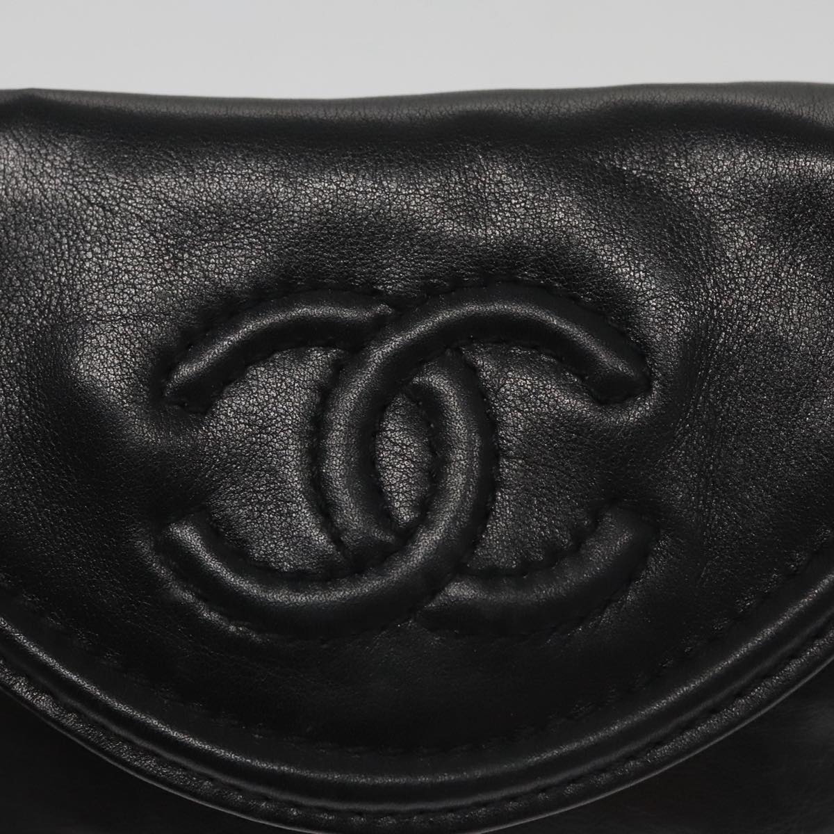 CHANEL Waist bag Lamb Skin Black CC bs21336