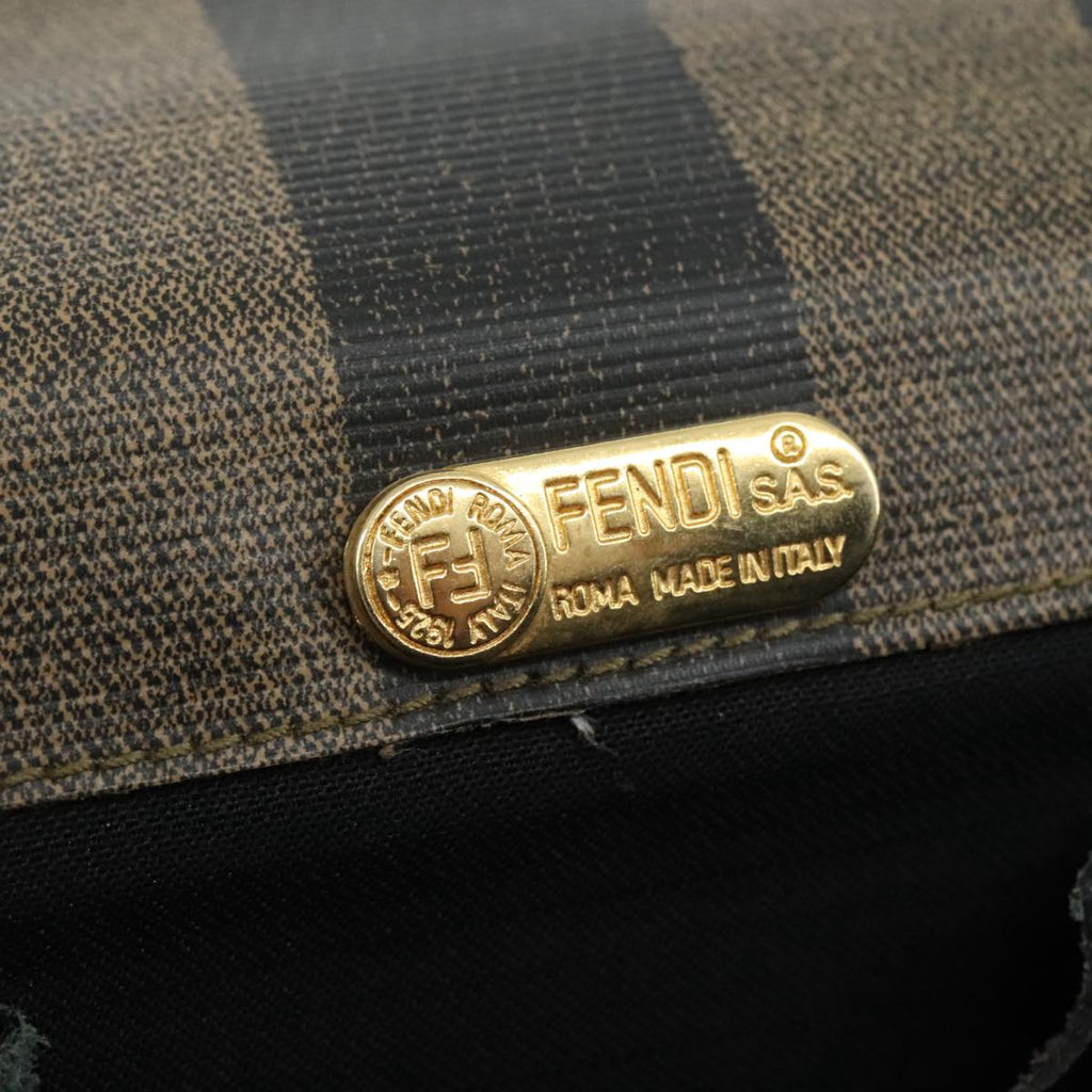 FENDI Pecan Canvas Business Bag 2way Brown Black gold bs21370
