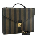 FENDI Pecan Canvas Business Bag 2way Brown Black gold bs21370