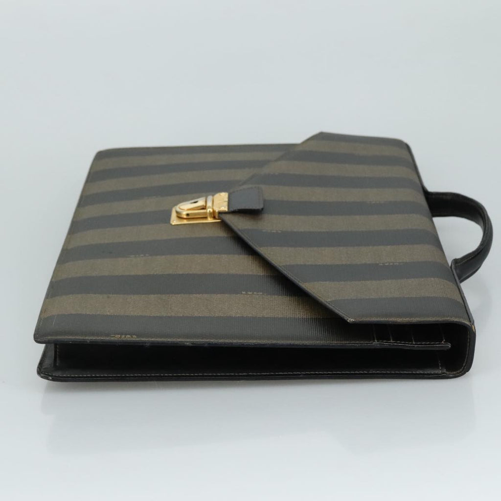 FENDI Pecan Canvas Business Bag 2way Brown Black gold bs21370