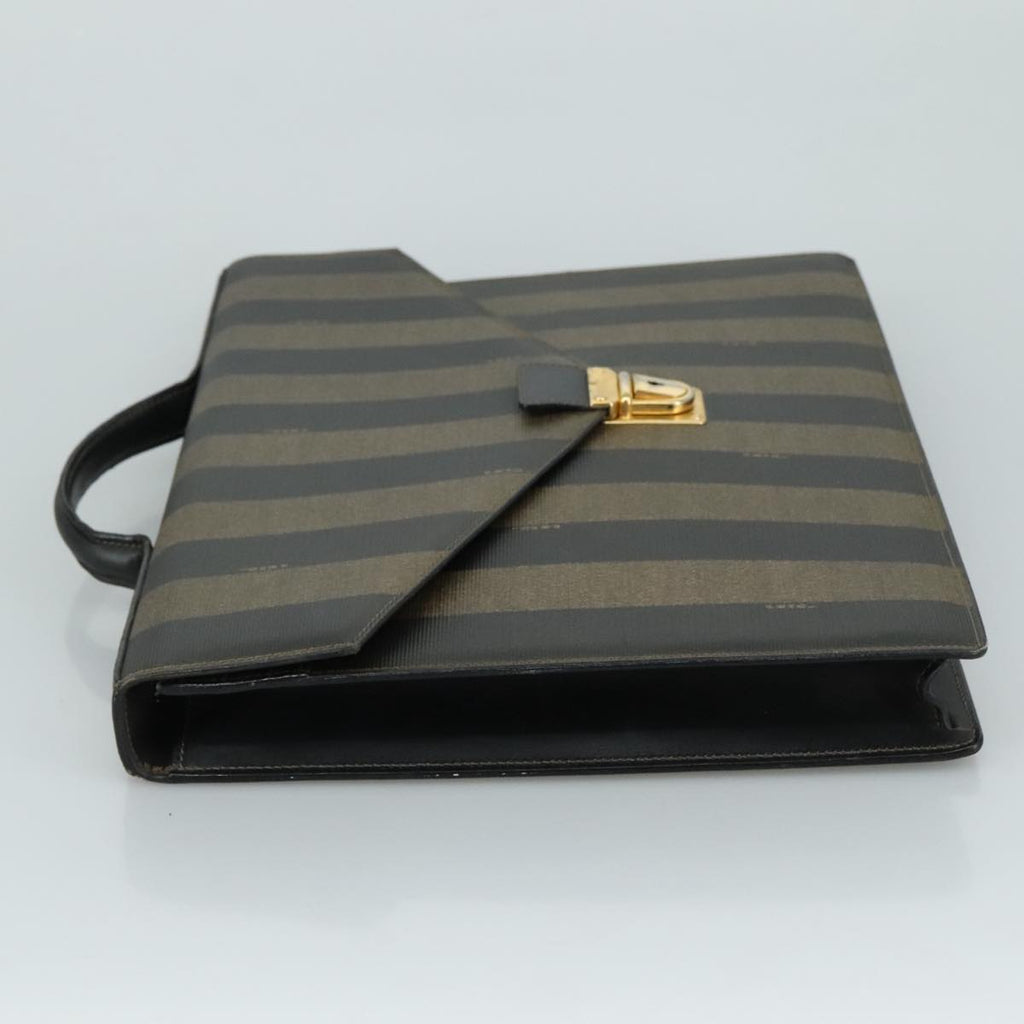 FENDI Pecan Canvas Business Bag 2way Brown Black gold bs21370