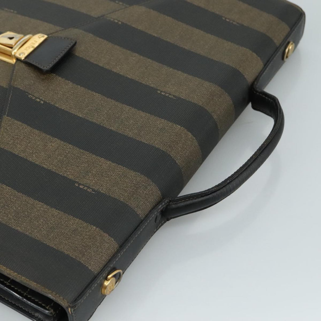 FENDI Pecan Canvas Business Bag 2way Brown Black gold bs21370