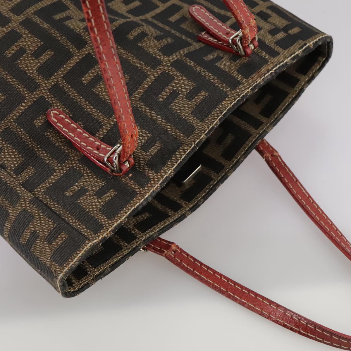 FENDI Zucca Canvas Tote Bag Brown Black bs21513
