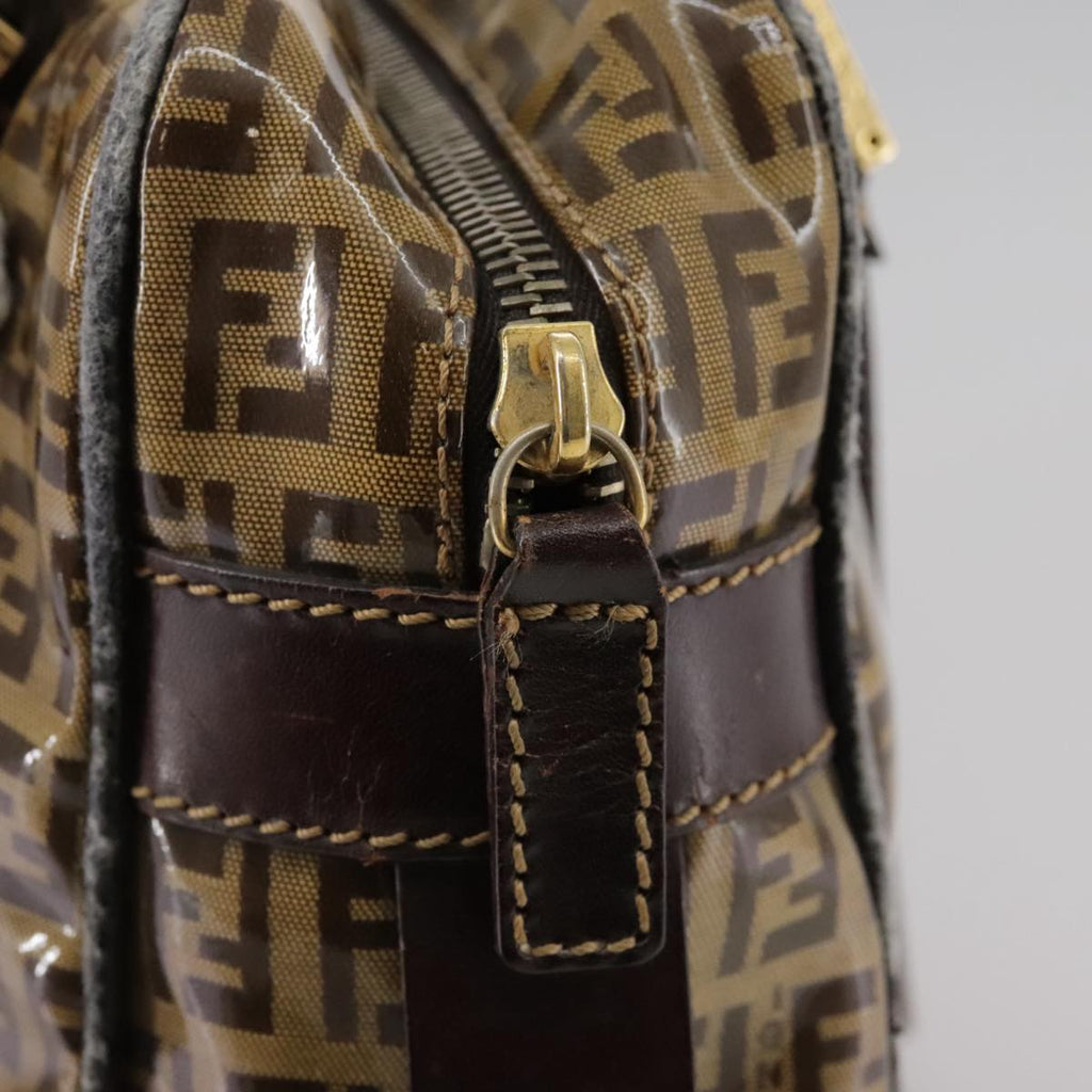 FENDI Zucchino Canvas Hand Bag Brown Gold bs21516