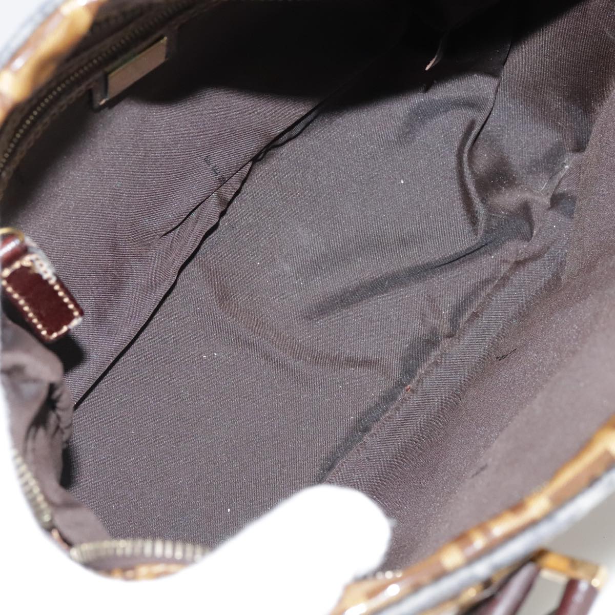 FENDI Zucchino Canvas Hand Bag Brown Gold bs21516