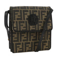 FENDI Zucca Canvas Shoulder Bag Brown Black bs21574
