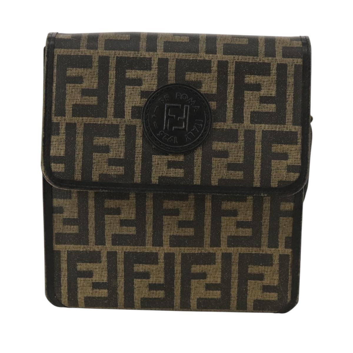 FENDI Zucca Canvas Shoulder Bag Brown Black bs21574