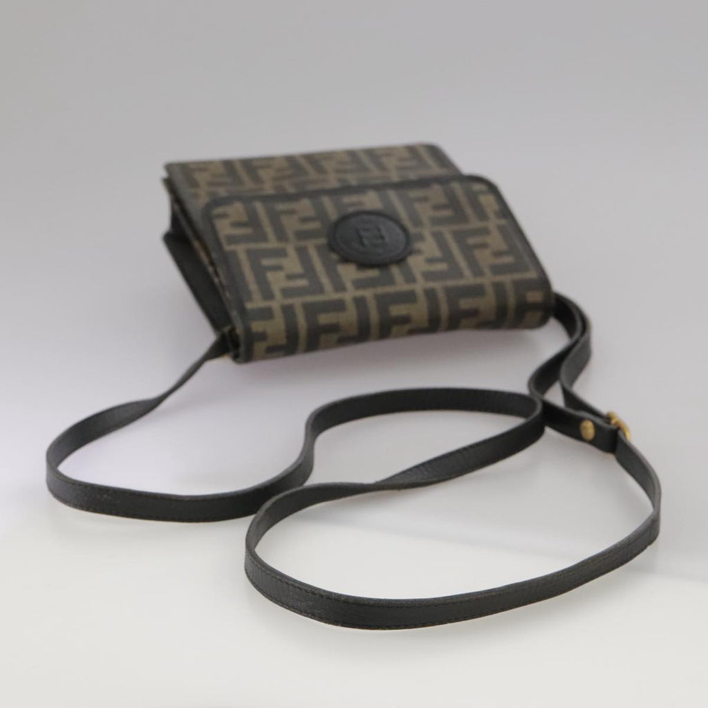 FENDI Zucca Canvas Shoulder Bag Brown Black bs21574