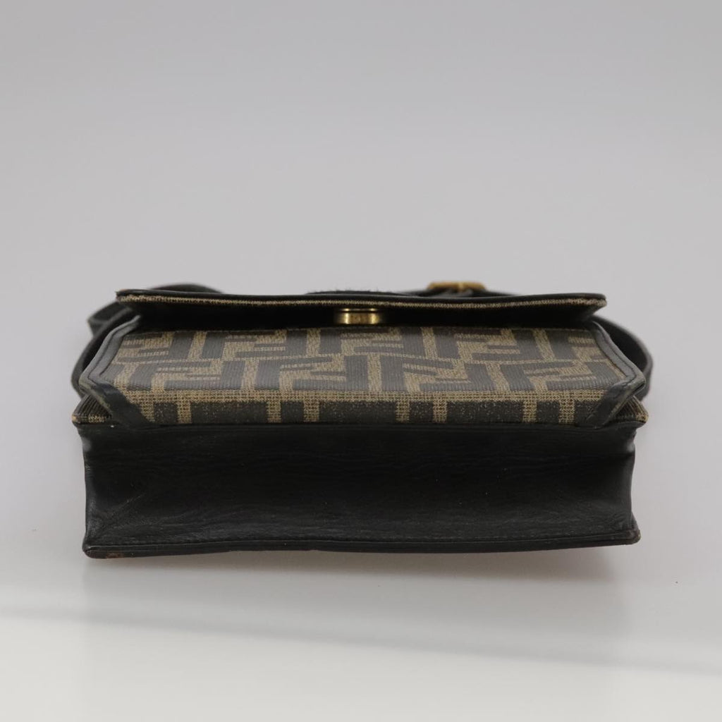 FENDI Zucca Canvas Shoulder Bag Brown Black bs21574