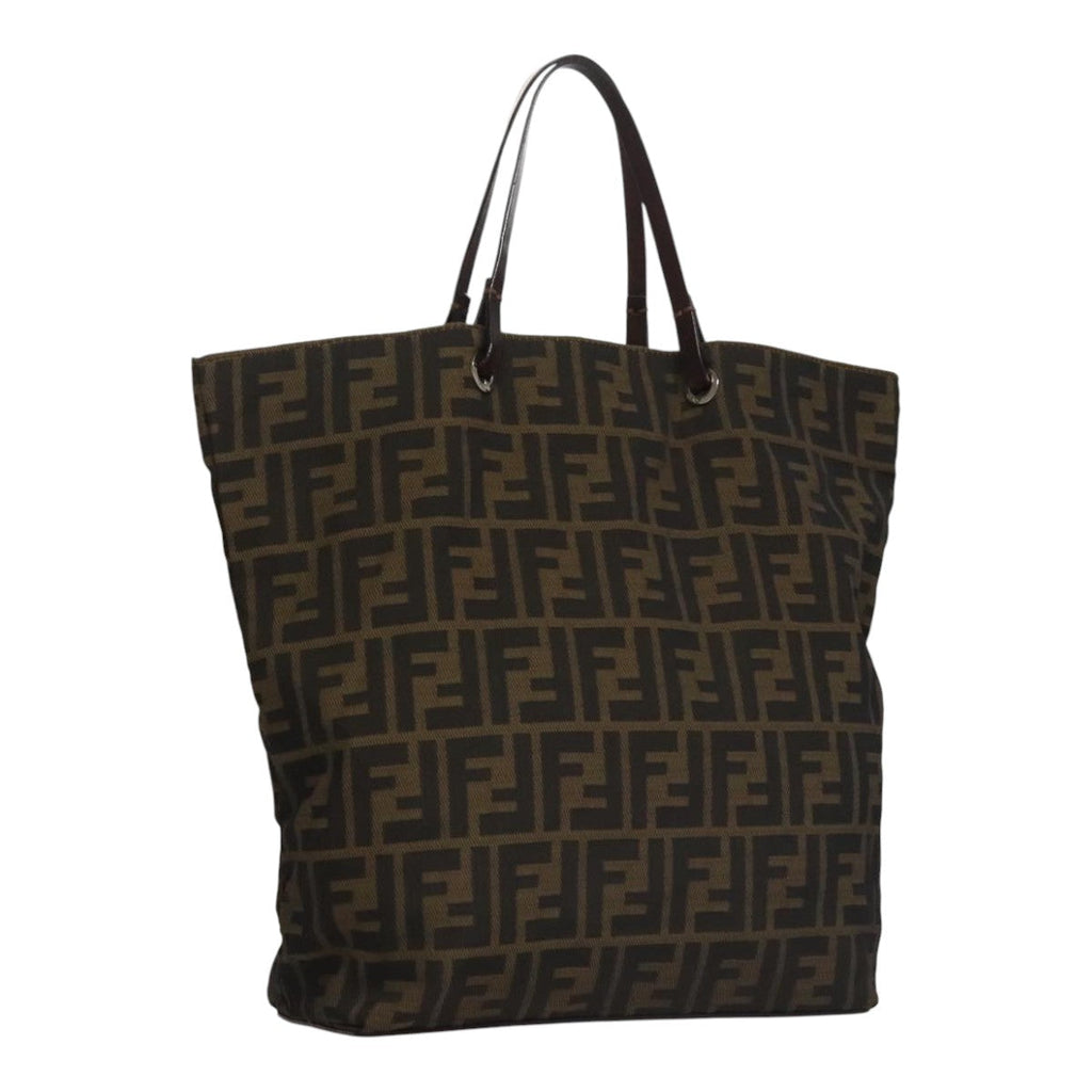 FENDI Zucca Canvas Tote Bag Brown Black bs21579