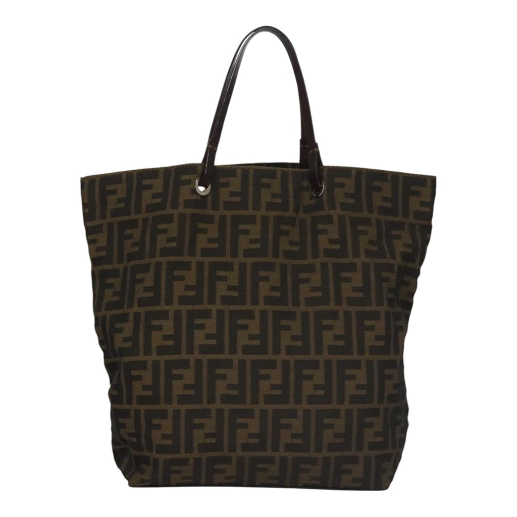 FENDI Zucca Canvas Tote Bag Brown Black bs21579