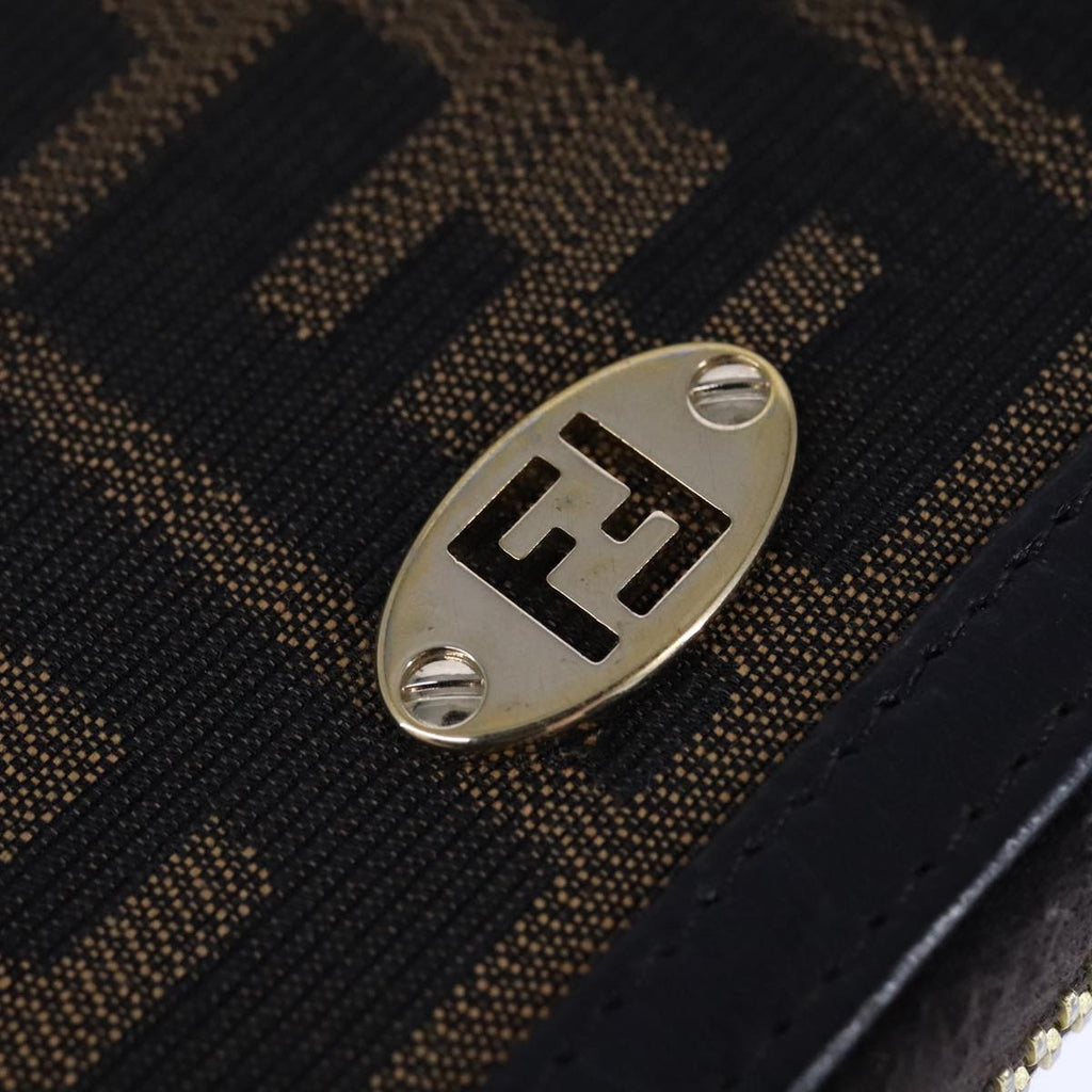 FENDI Zucca Canvas Long Wallet Black Brown bs21595