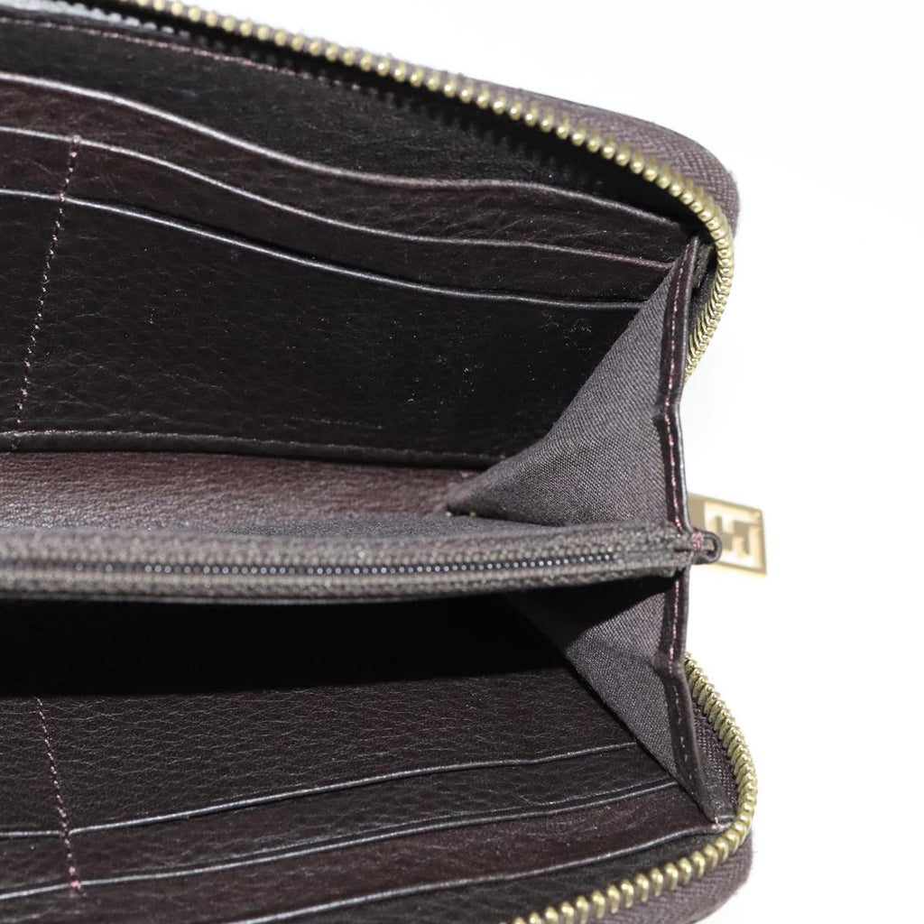 FENDI Zucca Canvas Long Wallet Black Brown bs21595
