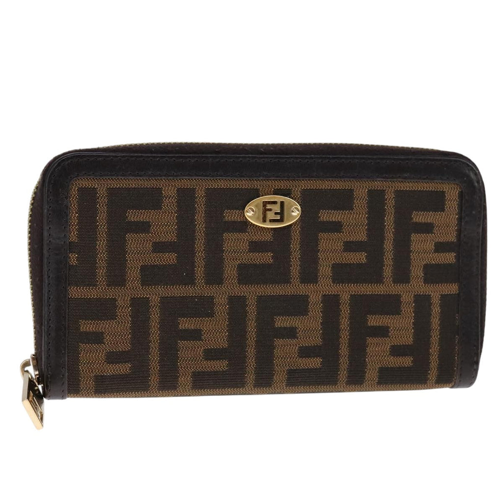 FENDI Zucca Canvas Long Wallet Black Brown bs21595