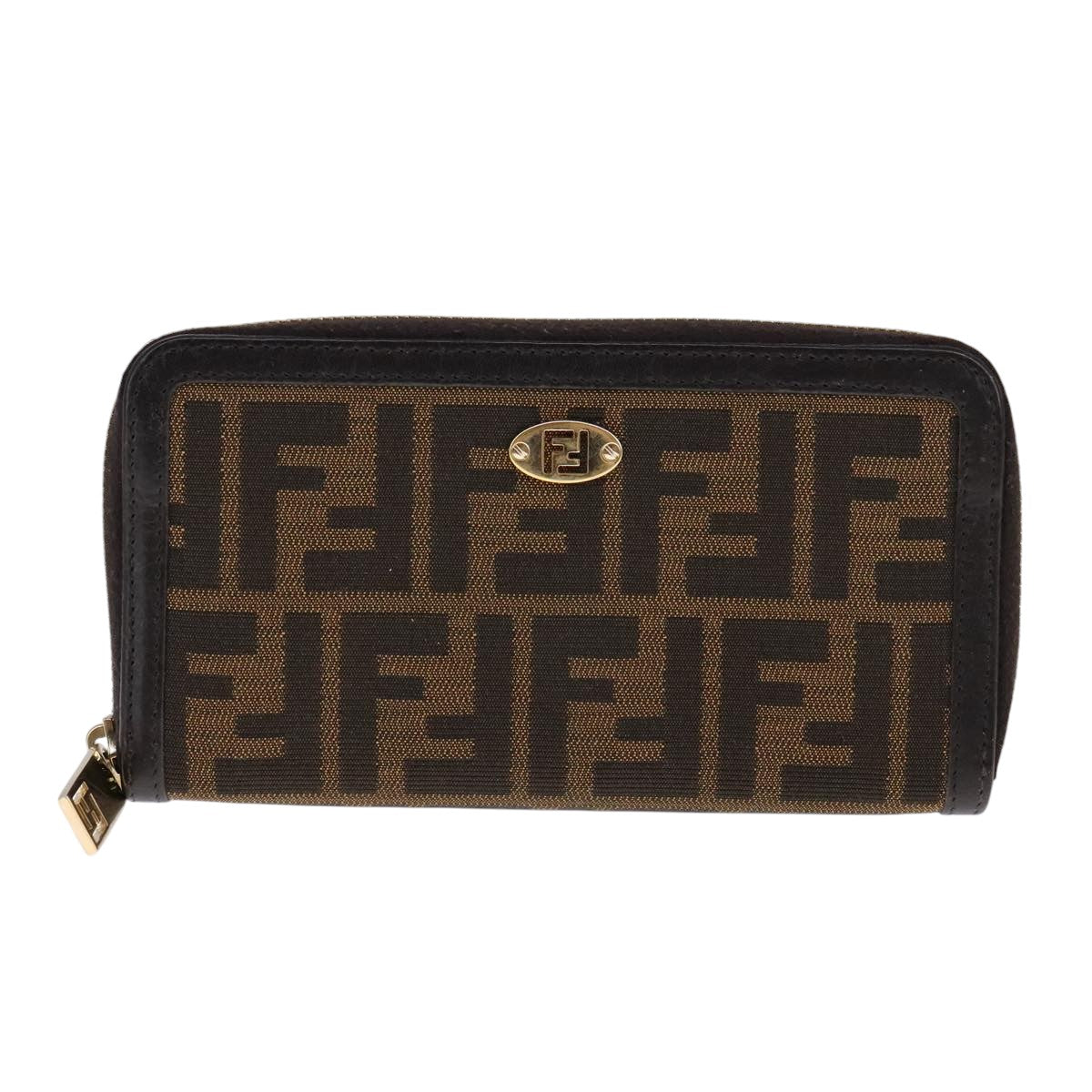 FENDI Zucca Canvas Long Wallet Black Brown bs21595
