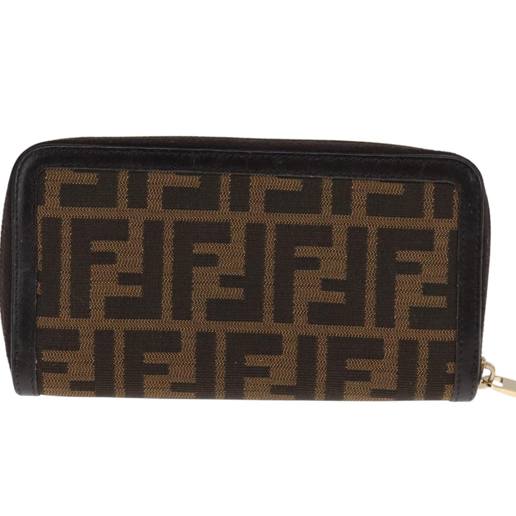 FENDI Zucca Canvas Long Wallet Black Brown bs21595