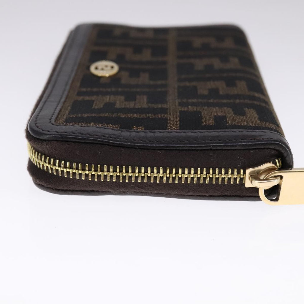 FENDI Zucca Canvas Long Wallet Black Brown bs21595