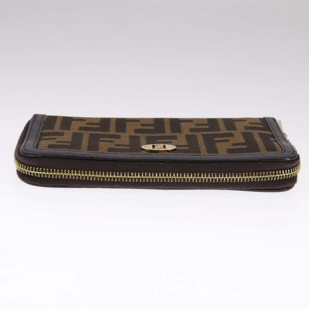 FENDI Zucca Canvas Long Wallet Black Brown bs21595