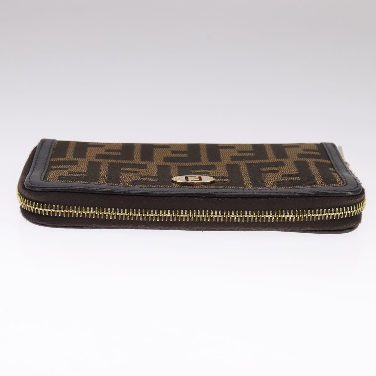 FENDI Zucca Canvas Long Wallet Black Brown bs21595