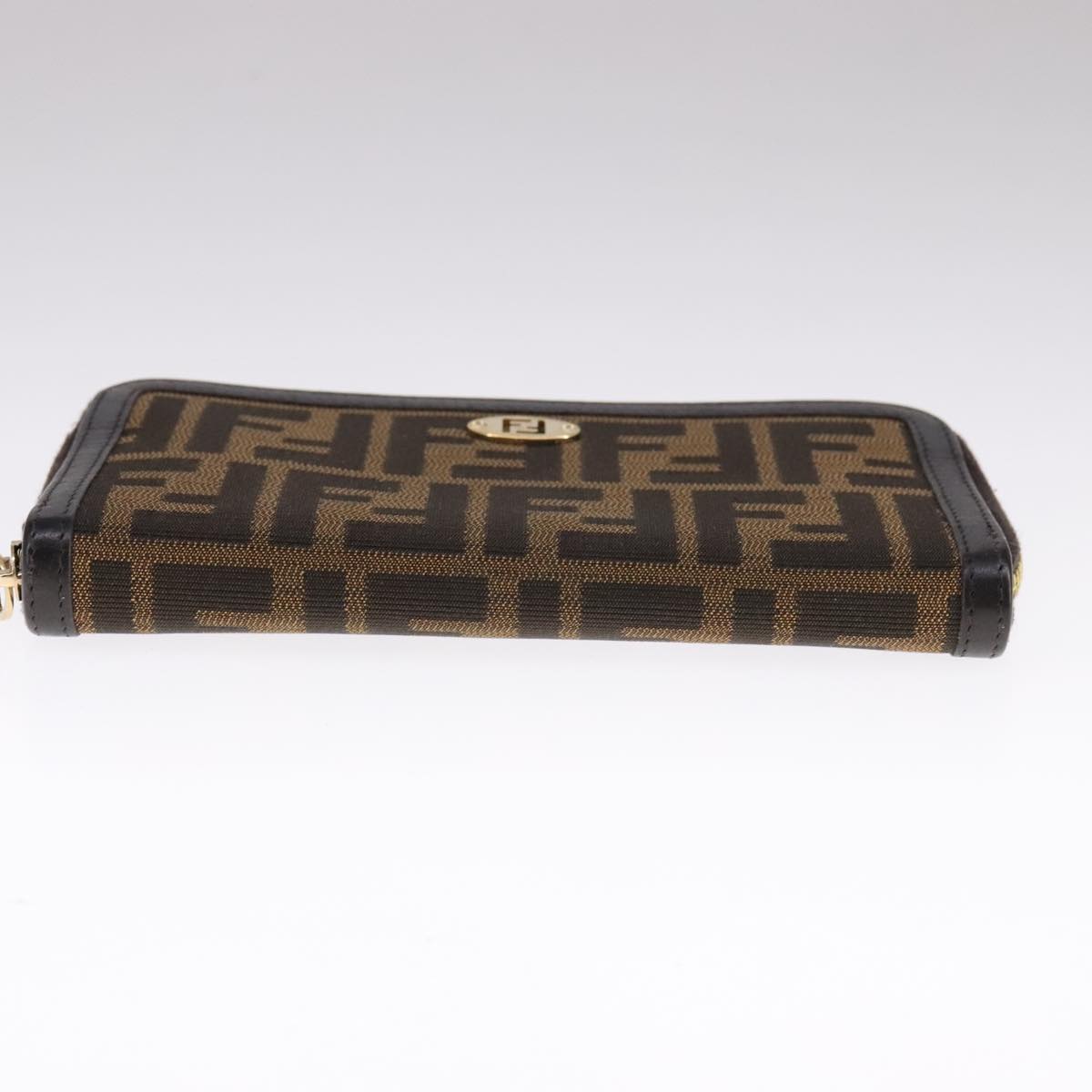 FENDI Zucca Canvas Long Wallet Black Brown bs21595