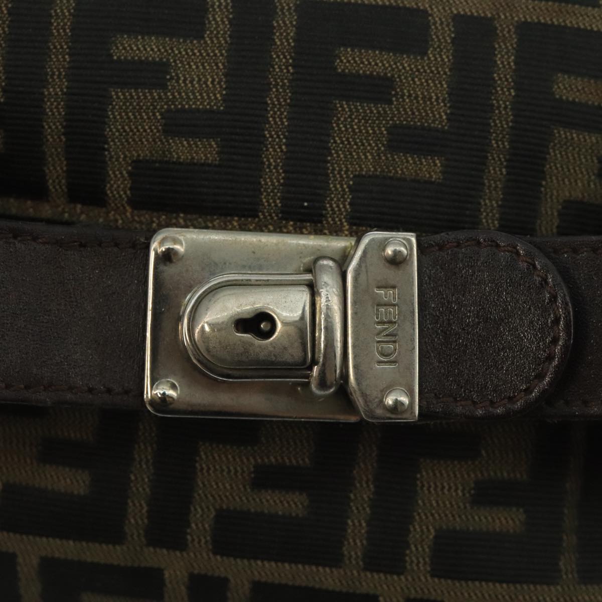 FENDI Zucca Canvas Hand Bag Brown Black bs21598