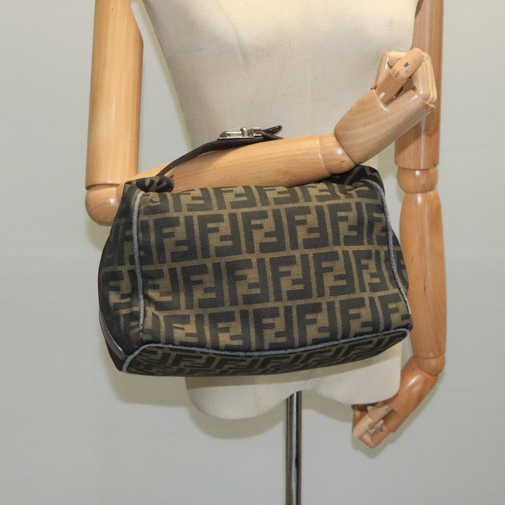 FENDI Zucca Canvas Hand Bag Brown Black bs21598