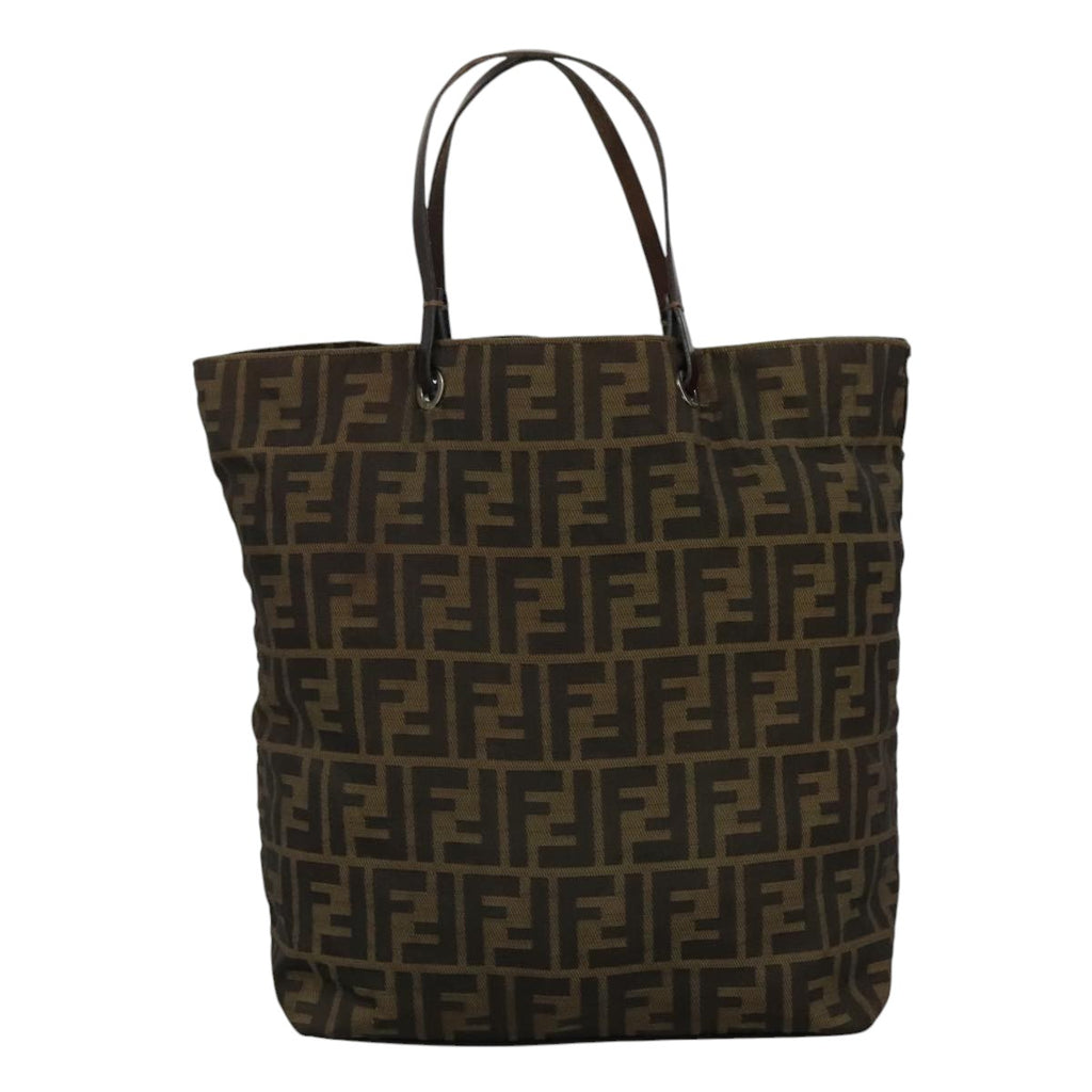 FENDI Zucca Canvas Tote Bag Brown Black bs21600