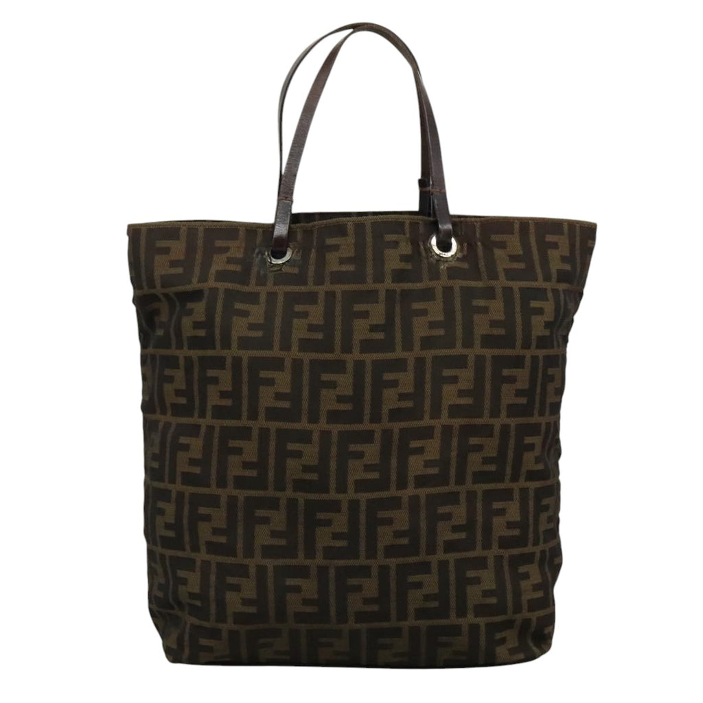 FENDI Zucca Canvas Tote Bag Brown Black bs21600