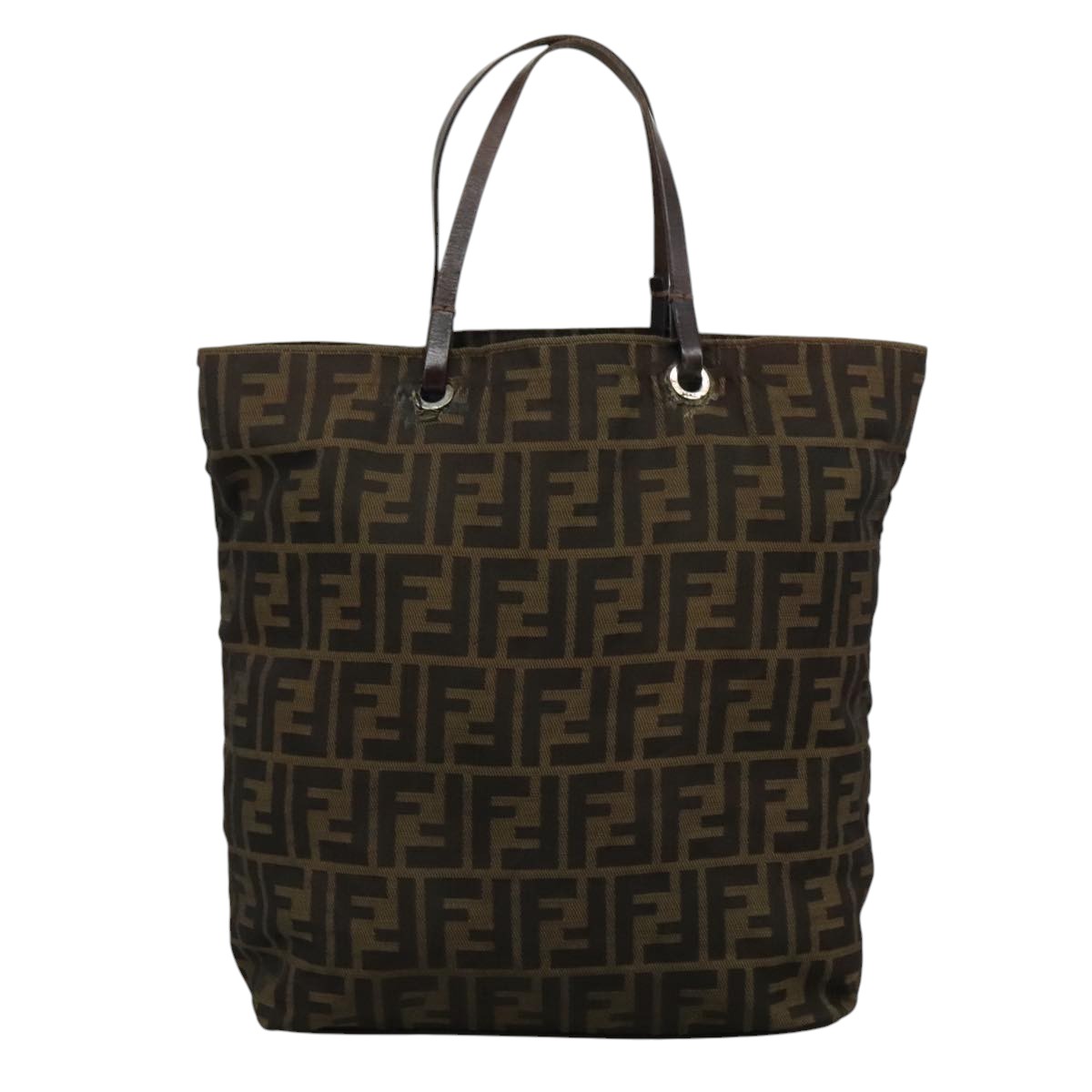 FENDI Zucca Canvas Tote Bag Brown Black bs21600