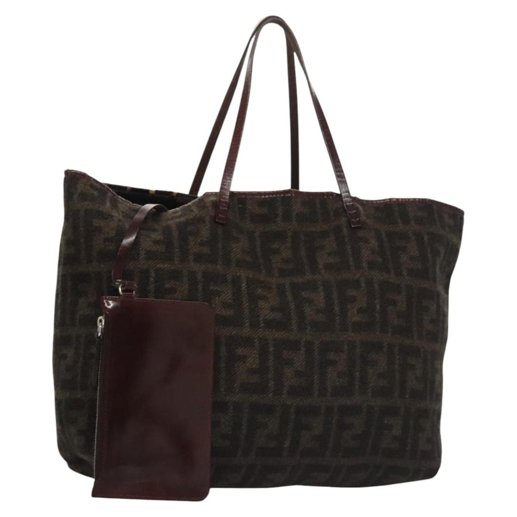 FENDI Zucca Canvas Tote Bag Brown Black bs21636