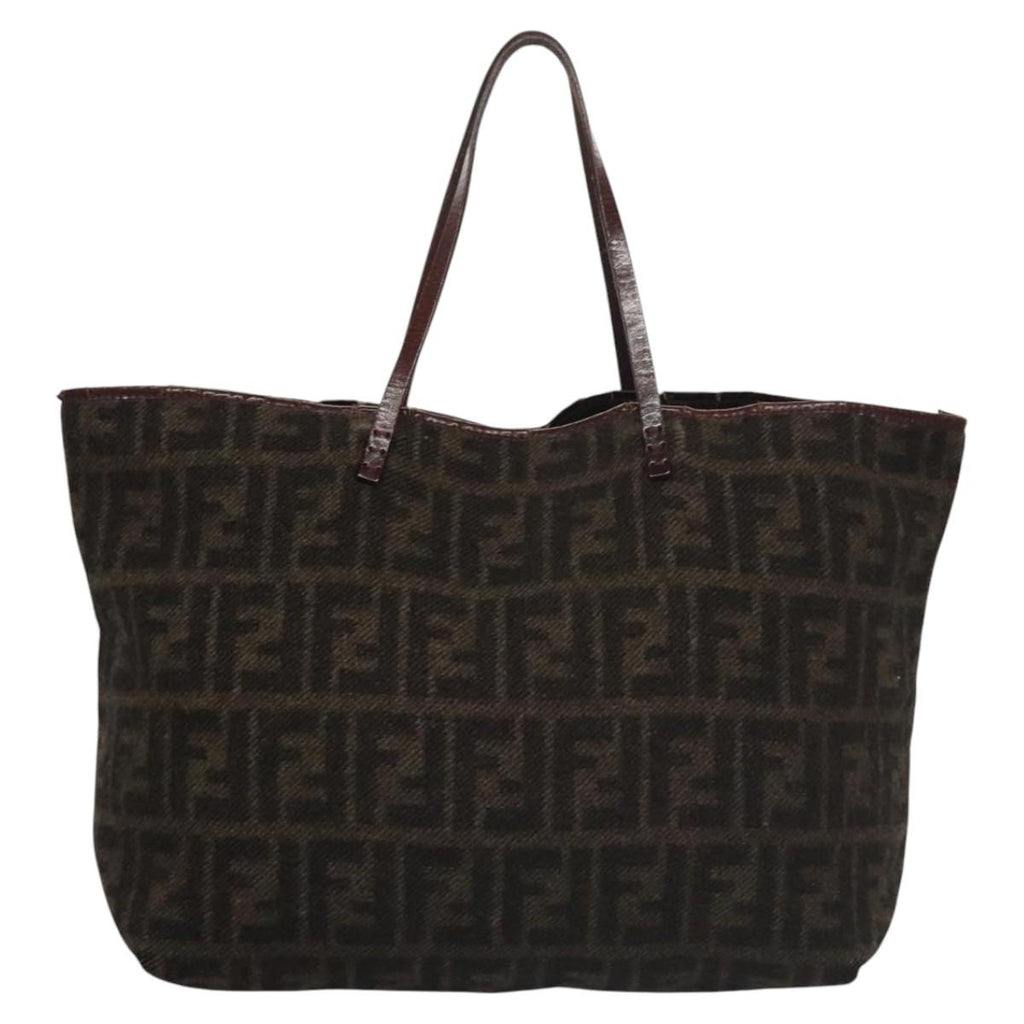 FENDI Zucca Canvas Tote Bag Brown Black bs21636