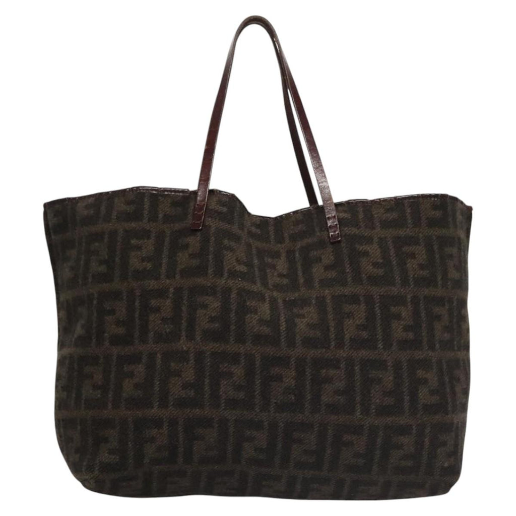 FENDI Zucca Canvas Tote Bag Brown Black bs21636