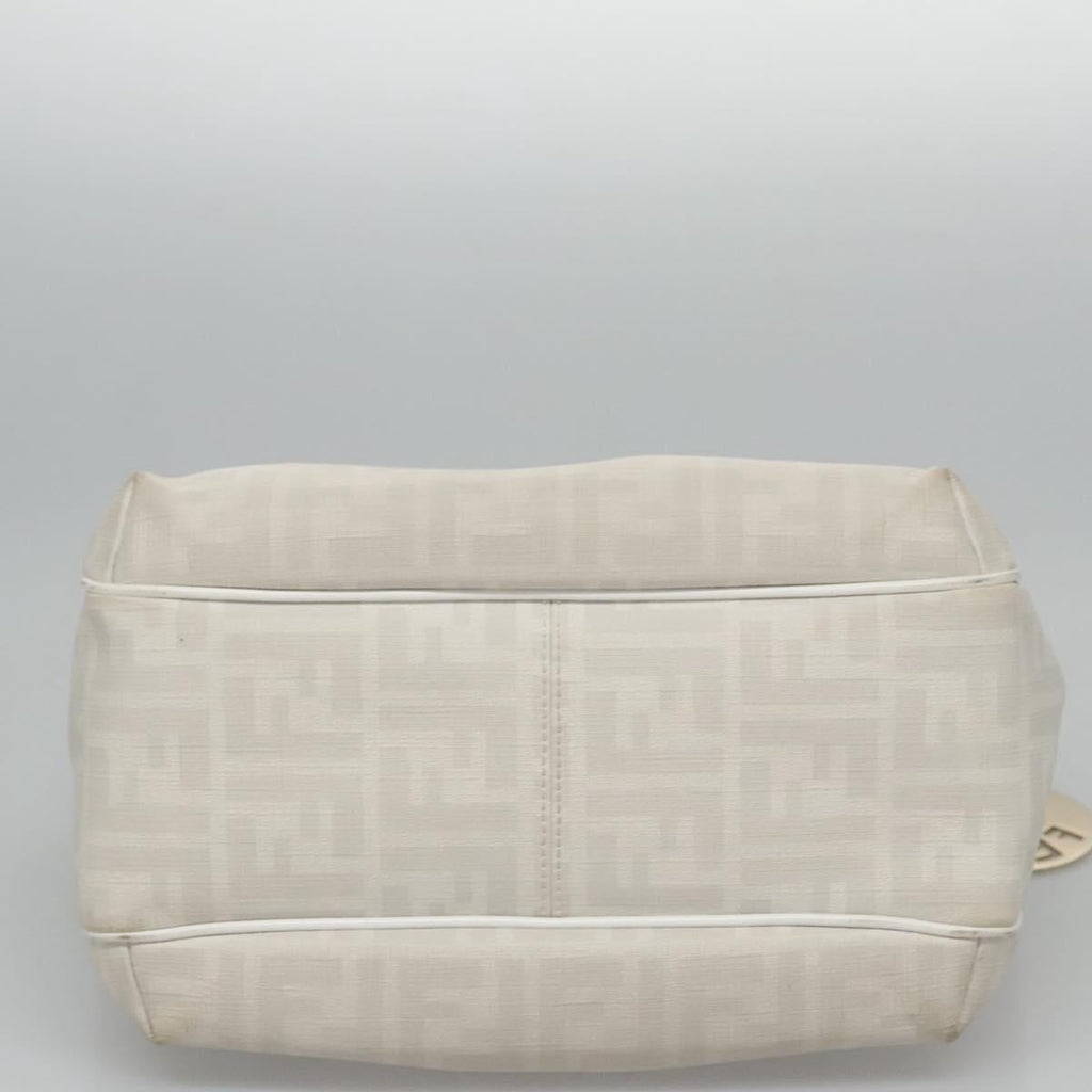 FENDI Zucca Canvas Hand Bag PVC White Gold bs21927