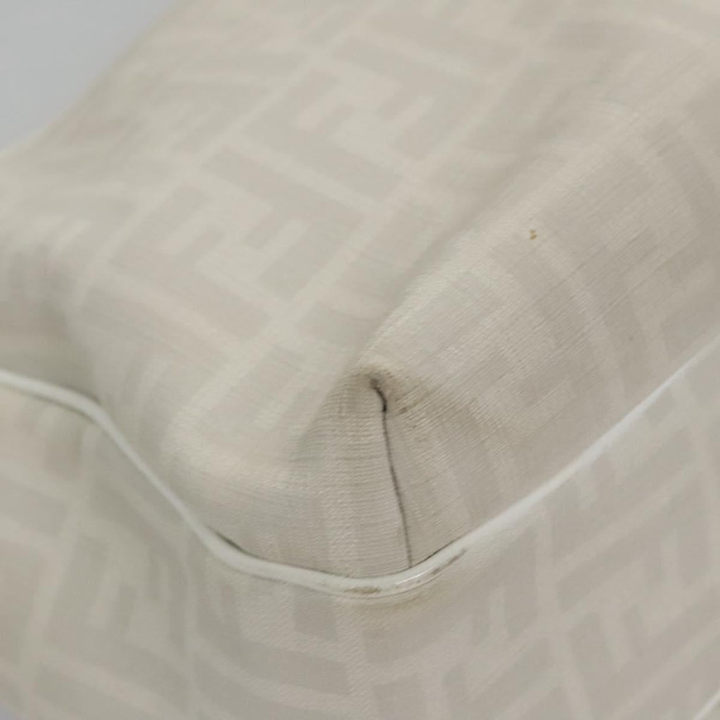 FENDI Zucca Canvas Hand Bag PVC White Gold bs21927