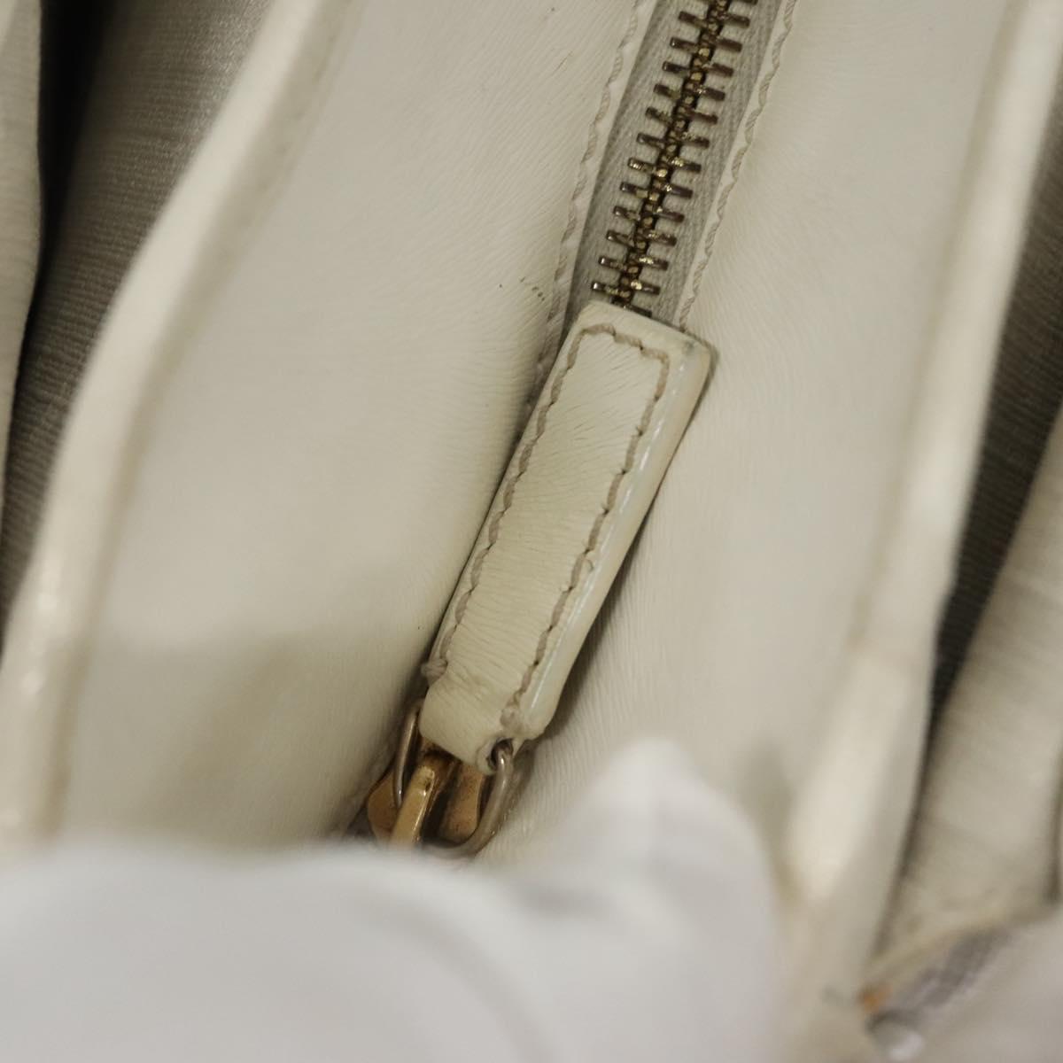 FENDI Zucca Canvas Hand Bag PVC White Gold bs21927