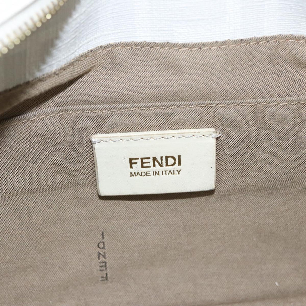 FENDI Zucca Canvas Hand Bag PVC White Gold bs21927